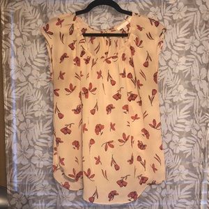 LC Lauren Conrad Print Pleated Top size Large